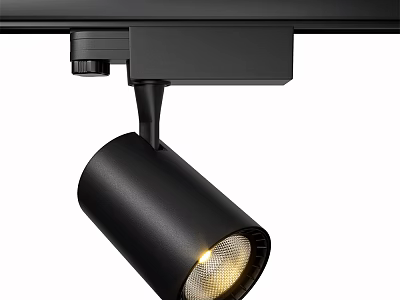 Black Track Mounted Spotlight Modern Design With Adjustable Warm Light Fixture 3d model