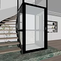 Modern Interior Design With Glass Elevator Spiral Staircase Marble Floor And Bookshelves