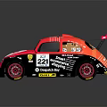 Pink Beetle Race Car With Rear Spoiler Red Wheels BON CUP UK Logo Number 22