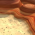 Orange And Yellow Swirled Rock Formation With Light Textured Central Area 3d model