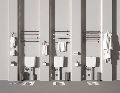 Modern squat toilet bathroom combination 3d model