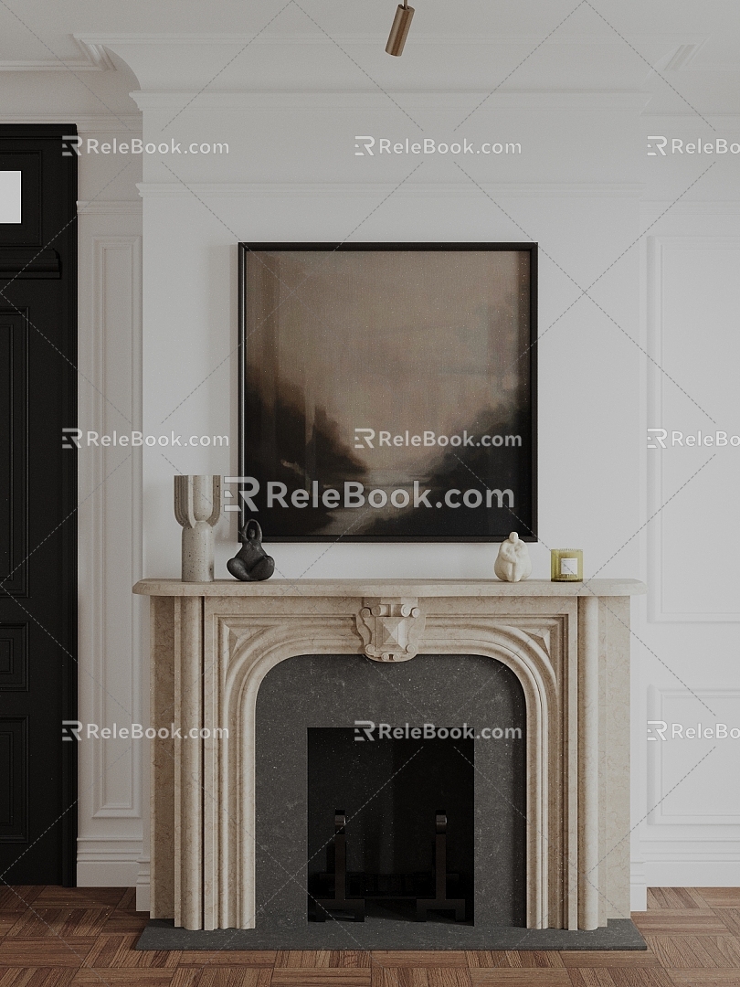 Fireplace French Fireplace Hanging Painting 3d model