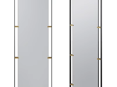 Modern Full Length Mirror With Black Frame And Gold Decorative Brackets 3d model