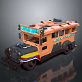 Orange Bus With Cooler On Top Colorful Stripes And London Front Sign