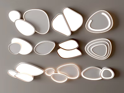 Modern Ceiling Lights with Irregular Geometric Shapes White LED Lighting for Contemporary Home Interiors 3d model