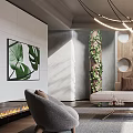 Modern Living Room Interior With Unique Chandelier Wooden Decorative Wall Sofa Set And Area Rug