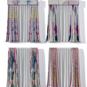 Romantic Cute Pink Purple Girl Room Curtain Combination 3d model