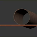 Rusty Metal Tube Weapon Component Displayed On Red Mat Surface