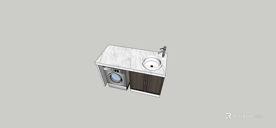 Bathroom Vanity Cabinet With Marble Countertop Sink Faucet And Storage 3d model 