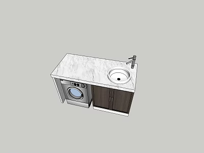 Bathroom Vanity Cabinet With Marble Countertop Sink Faucet And Storage 3d model