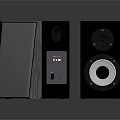 Black Wooden Texture Electronic Speakers With Front Control Knobs Interface And Open Cover Design 3d model