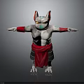 Muscular Mythical Creature Character With Horns Green Eyes Mask And Red Sash