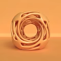 Modern Abstract Orange Ornamental Decor Piece With Circular Ring Design And Smooth Shiny Surface