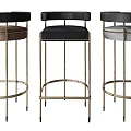 Modern Bar Stools with Metal Legs and Various Upholstery Colors and Styles