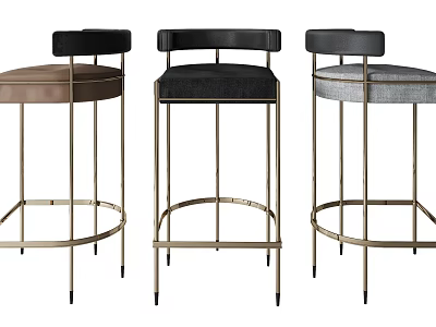 Modern Bar Stools with Metal Legs and Various Upholstery Colors and Styles 3d model