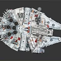 Detailed Interstellar Spaceship Model With Engine Parts And Cockpit Structure