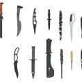Various Types Of Knives With Different Blade And Handle Designs Collection