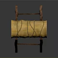 Unique Bar Stool Featuring Yellow Barrel Seat Roped On Wooden Ladder Frame