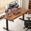 Modern Home Office Setup With Wooden Desk Dual Monitors And Ergonomic Chair