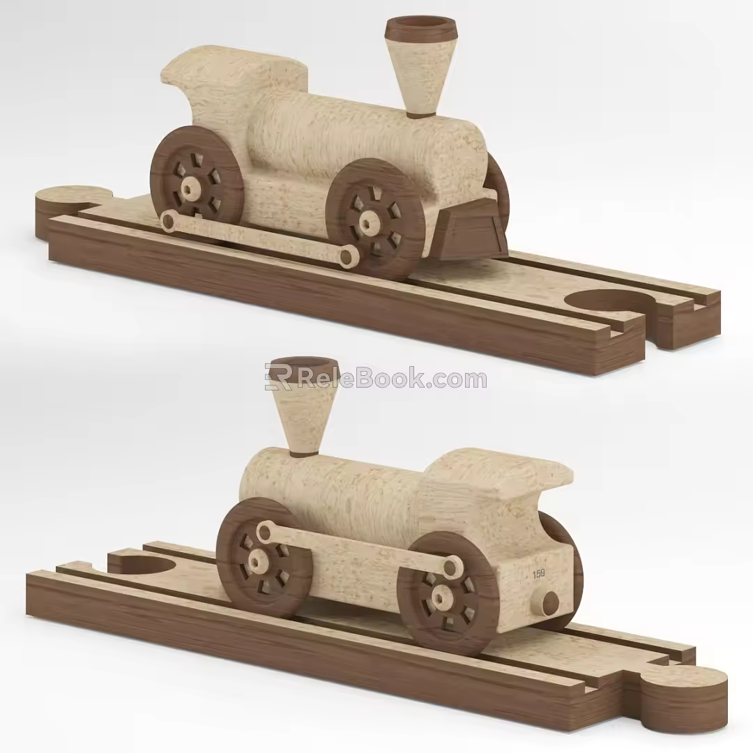 Building block train children's train toys 3d model