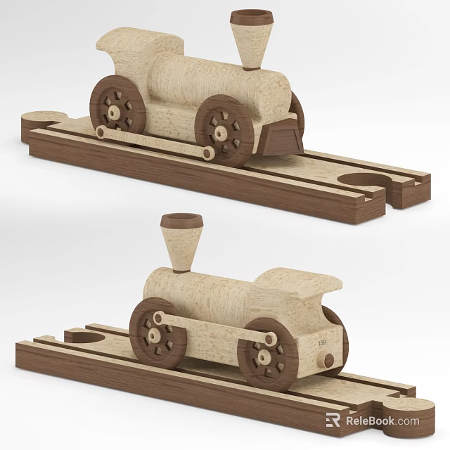 Creative Wooden Building Blocks Train Model with Railway Track for Kids Playtime 3d model 