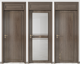 New Chinese Style Flat Door Single Door 3d model