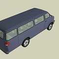 Blue Van Exterior Design With Side Windows And Black Tires 3d model