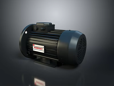 Black Rotomax Electric Motor With Housing Fan And Control Panel 3d model