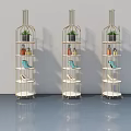 Golden Metal Swing Door Display Shelves With Multiple Layers Handbags Shoes And Potted Plants
