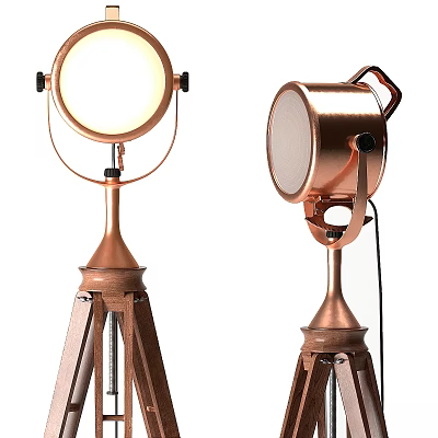 Classic Copper Floor Lamp With Tripod Base And Adjustable Retro Design 3d model