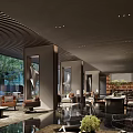 Modern Luxury Clubhouse Interior Design Featuring Floor to Ceiling Windows Greenery And Elegant Furniture