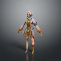 Detailed 3D Character Model With Yellow Brown Outfit Goggles Backpack And Weapon