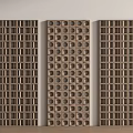 Wooden Room Dividers Three Panel Design With Circular And Square Grid Patterns 3d model