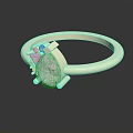 Silver Ring With Teardrop Gemstone And Inlaid Decorative Design 3d model
