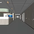 Clean Modern Hospital Outpatient Clinic Interior With Nurse Station Corridor And Reception Desk