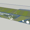 Intercontinental Football Stadium Design With Green Grass Pitch And Goalposts