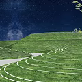 Green Wavy Park Landscape Design With Circular Areas And Trees
