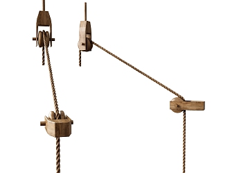 Pulley moving pulley crown block boom twine 3d model