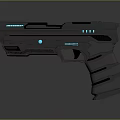 Futuristic Sci Fi Pistol With Blue Glowing Accents And Tactical Design Features