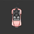 Red Open Top Dune Buggy With Roof Rack Spare Tire Headlights And Small Flag