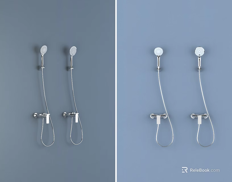 Modern Wall Mounted Shower Systems With Handheld And Overhead Heads 3d model 