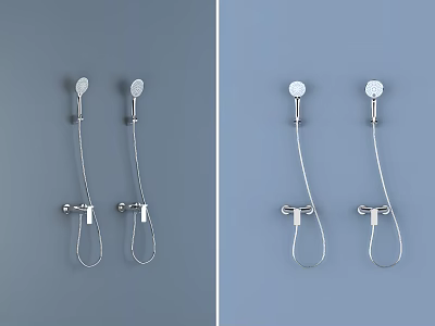 Modern Wall Mounted Shower Systems With Handheld And Overhead Heads 3d model