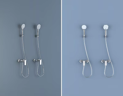 Modern Wall Mounted Shower Systems With Handheld And Overhead Heads 3d model