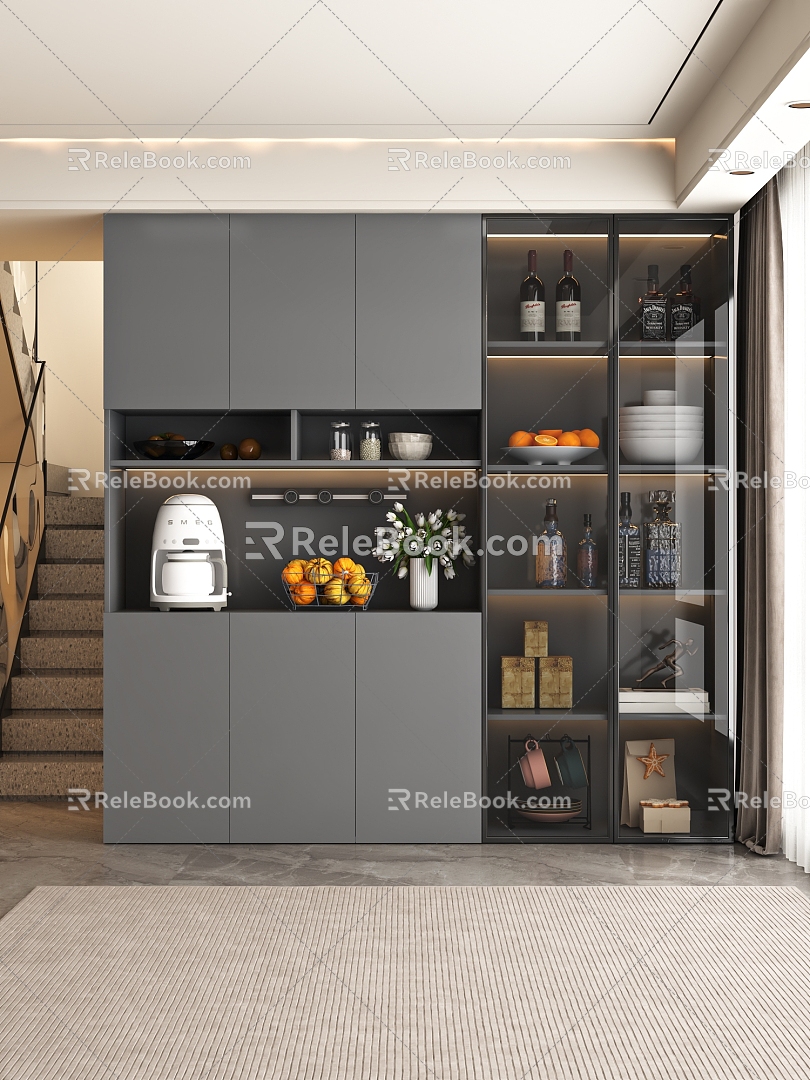 Wine Cabinet Side Cabinet Glass Wine Cabinet 3d model