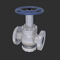 Heavy Duty Industrial Valve With Blue Handwheel And Silver Flange Body