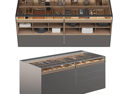 Modern Commercial Storage Equipment With Glass Display Doors Multiple Drawers And Metal Frames 3d model