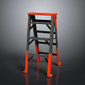 Sturdy Black and Orange Step Ladder With Metal Steps and Stable Frame