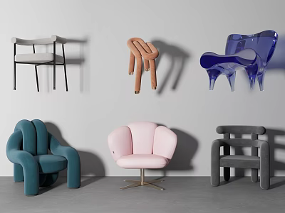 Stylish Modern Single Sofa Collection With Various Colors And Unique Shapes 3d model