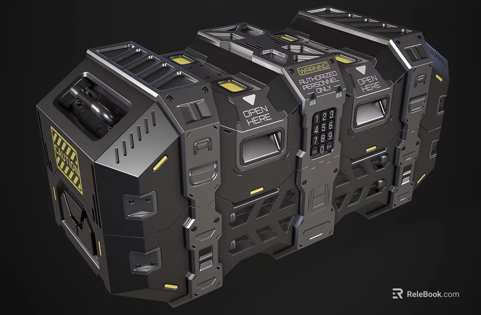 Modern Tactical Weapon Storage Case In Black With Yellow Accents And Military Design 3d model 