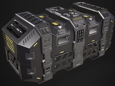 Modern Tactical Weapon Storage Case In Black With Yellow Accents And Military Design 3d model